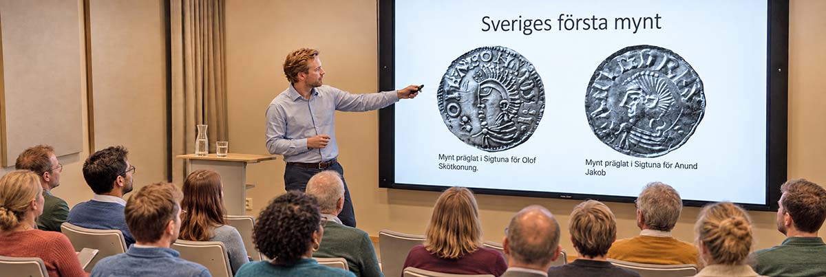 Illustration of a talk about Sweden’s first coins