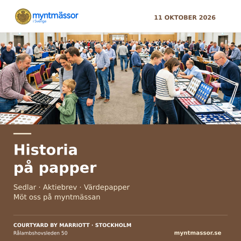 Historia · på papper · Sedlar · Aktiebrev · Värdepapper · Möt oss på myntmässan